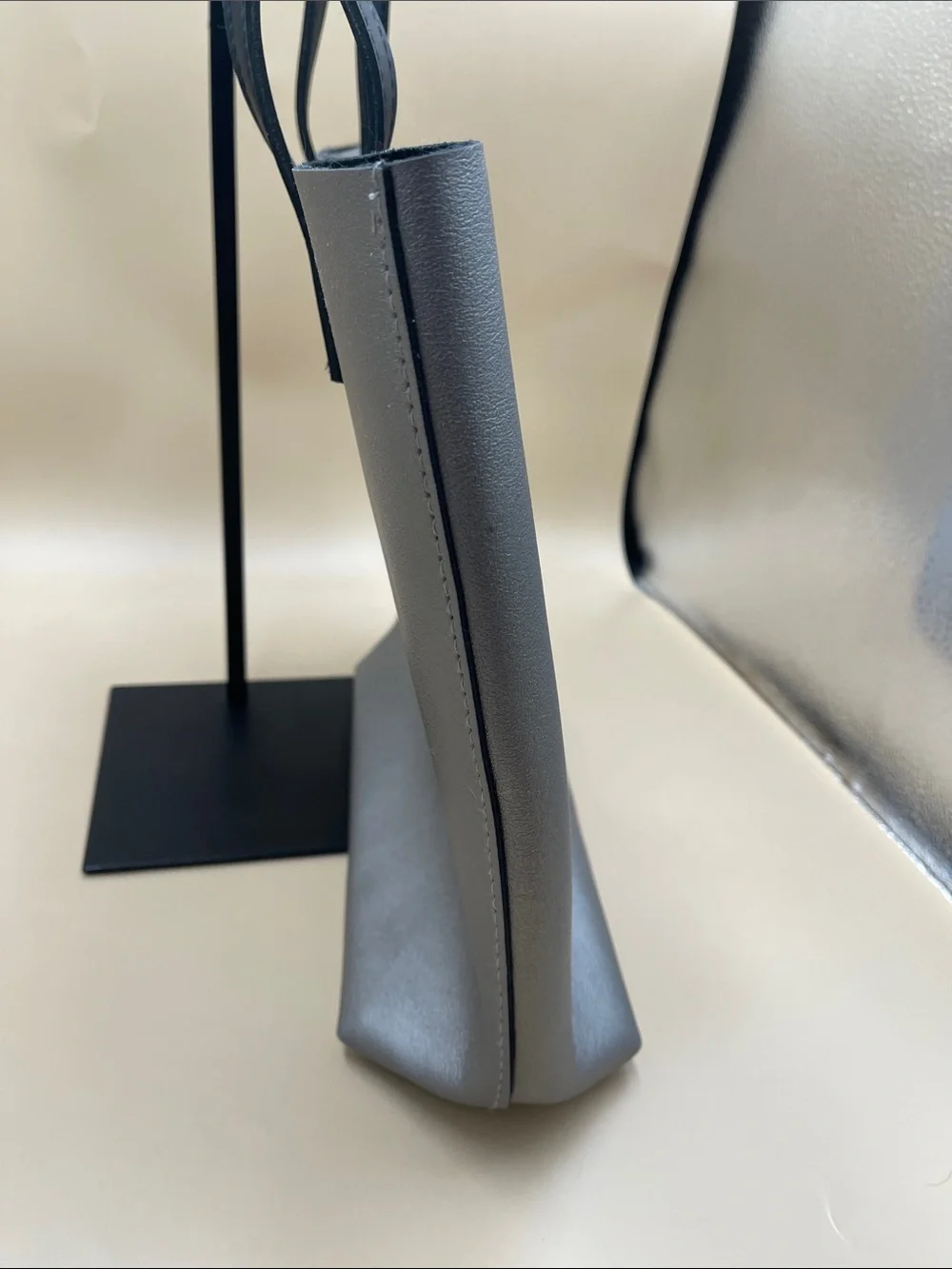 Minimalist Grey Tote with Black Straps
